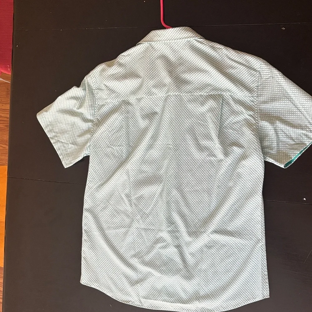 Nick Graham Short Sleeve Mint Geometric Button-Down Shirt - Picture 4 of 6